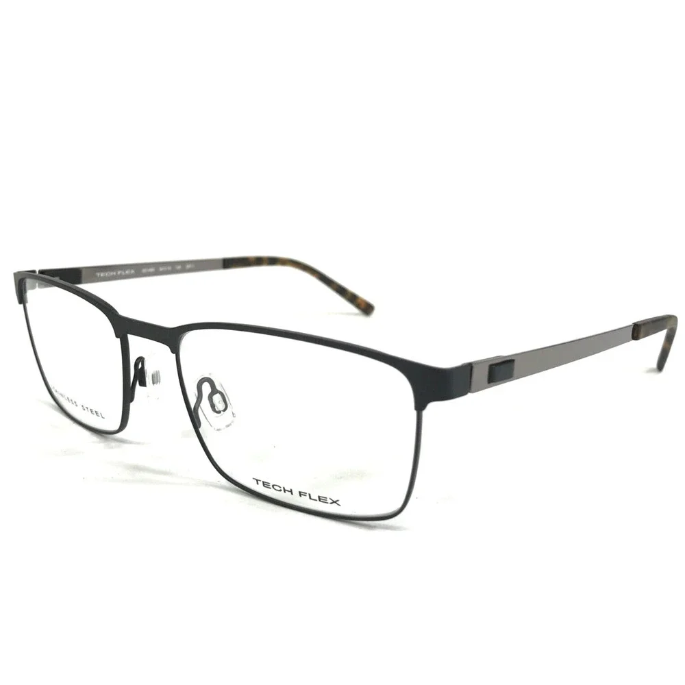 Tech Flex Large Eyeglasses Frames 30148S SP11 Black Silver Square 54-18-145